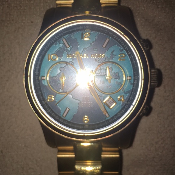 Michael Kors gold watch with aqua blue face - Picture 4 of 4